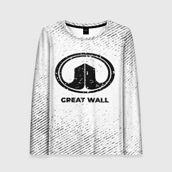 Женский лонгслив Great Wall с потертостями на светлом фоне