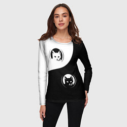 Лонгслив женский 2 кота в инь-янь, цвет: 3D-принт — фото 2