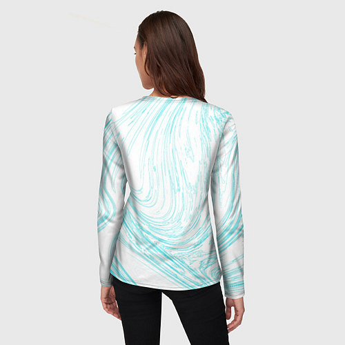 Женский лонгслив Абстракция бело-голубой / 3D-принт – фото 4