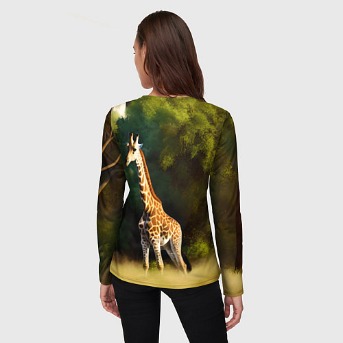 Женский лонгслив Жираф на фоне деревьев / 3D-принт – фото 4