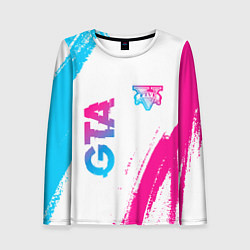 Лонгслив женский GTA neon gradient style: надпись, символ, цвет: 3D-принт