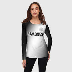 Лонгслив женский Ramones glitch на светлом фоне: символ сверху, цвет: 3D-принт — фото 2