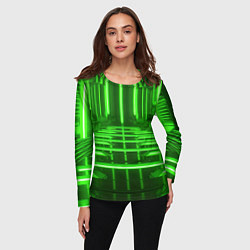 Лонгслив женский Зеленые световые объекты, цвет: 3D-принт — фото 2