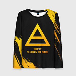 Лонгслив женский Thirty Seconds to Mars - gold gradient, цвет: 3D-принт