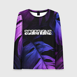 Лонгслив женский Scorpions neon monstera, цвет: 3D-принт