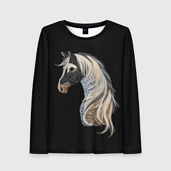 Лонгслив женский Вышивка Лошадь, цвет: 3D-принт