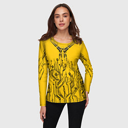 Лонгслив женский Киберпанк Yellow-Black, цвет: 3D-принт — фото 2