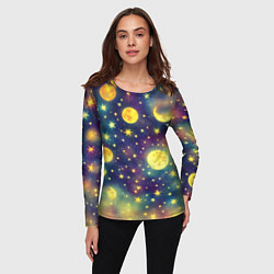 Лонгслив женский Космос, Луна и Солнце, цвет: 3D-принт — фото 2