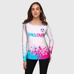 Лонгслив женский Fallout neon gradient style: символ сверху, цвет: 3D-принт — фото 2
