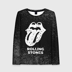 Лонгслив женский Rolling Stones с потертостями на темном фоне, цвет: 3D-принт