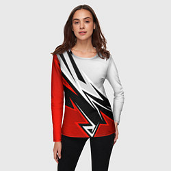 Лонгслив женский Бело-красная униформа для зала, цвет: 3D-принт — фото 2