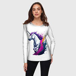 Лонгслив женский Единорог в красках, цвет: 3D-принт — фото 2