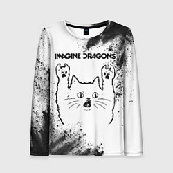Лонгслив женский Imagine Dragons рок кот на светлом фоне, цвет: 3D-принт