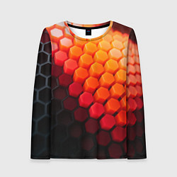 Лонгслив женский Hexagon orange, цвет: 3D-принт