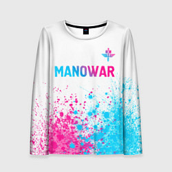 Женский лонгслив Manowar neon gradient style: символ сверху