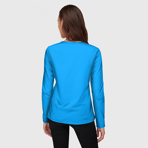 Женский лонгслив Мультяшная сова голубой / 3D-принт – фото 4