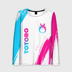 Лонгслив женский Totoro neon gradient style: надпись, символ, цвет: 3D-принт