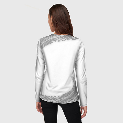 Женский лонгслив Ford speed на светлом фоне со следами шин / 3D-принт – фото 4
