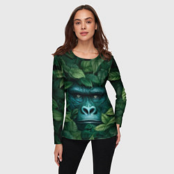 Лонгслив женский Горилла в кустах джунгли, цвет: 3D-принт — фото 2