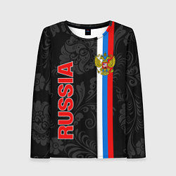 Лонгслив женский Russia black style, цвет: 3D-принт