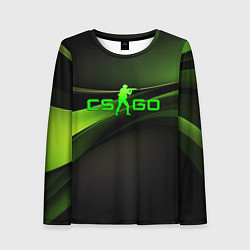 Лонгслив женский CS GO black green logo, цвет: 3D-принт