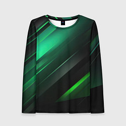 Женский лонгслив Black green abstract