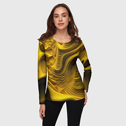 Лонгслив женский Объемная желтая текстура, цвет: 3D-принт — фото 2