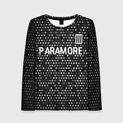 Лонгслив женский Paramore glitch на темном фоне: символ сверху, цвет: 3D-принт