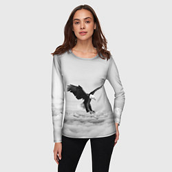 Лонгслив женский Орёл в облаках черно-белый, цвет: 3D-принт — фото 2