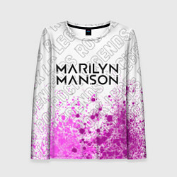 Лонгслив женский Marilyn Manson rock legends: символ сверху, цвет: 3D-принт