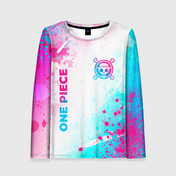 Лонгслив женский One Piece neon gradient style: надпись, символ, цвет: 3D-принт