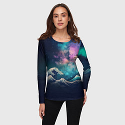 Лонгслив женский Космическая Большая волна в Канагаве, цвет: 3D-принт — фото 2