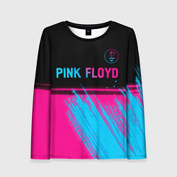 Лонгслив женский Pink Floyd - neon gradient: символ сверху, цвет: 3D-принт