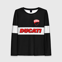 Лонгслив женский Ducati motors - черный, цвет: 3D-принт