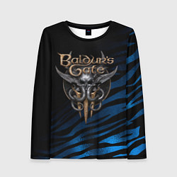 Лонгслив женский Baldurs Gate 3 logo blue geometry, цвет: 3D-принт