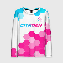 Лонгслив женский Citroen neon gradient style: символ сверху, цвет: 3D-принт