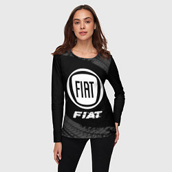 Лонгслив женский Fiat speed на темном фоне со следами шин, цвет: 3D-принт — фото 2