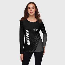 Лонгслив женский Mini speed на темном фоне со следами шин: надпись,, цвет: 3D-принт — фото 2