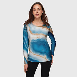 Лонгслив женский Волна голубого агата, цвет: 3D-принт — фото 2