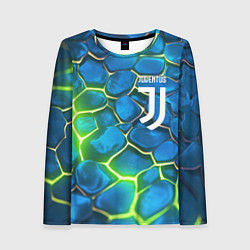 Лонгслив женский Juventus blue green neon, цвет: 3D-принт