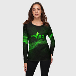 Лонгслив женский CSGO green abstract, цвет: 3D-принт — фото 2