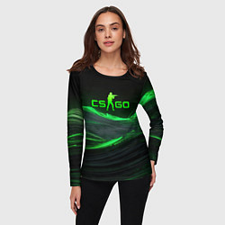 Лонгслив женский CSGO neon green logo, цвет: 3D-принт — фото 2