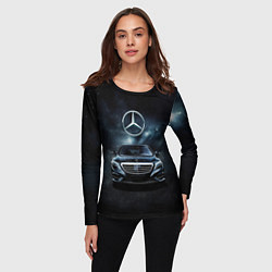 Лонгслив женский Mercedes Benz black, цвет: 3D-принт — фото 2
