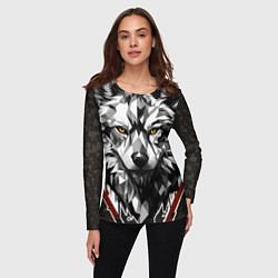 Лонгслив женский Черный волк - полигональная голова зверя, цвет: 3D-принт — фото 2