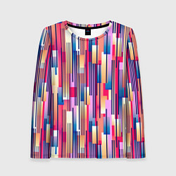 Лонгслив женский Яркие спортивные полоски, цвет: 3D-принт