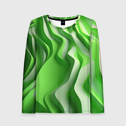 Лонгслив женский Зеленые объемные полосы, цвет: 3D-принт