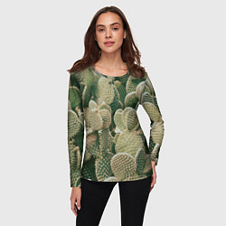Лонгслив женский Поле кактусов, цвет: 3D-принт — фото 2