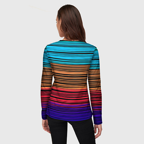 Женский лонгслив Разноцветные тонкие линии / 3D-принт – фото 4