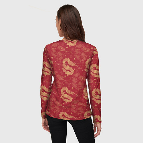 Женский лонгслив The chinese dragon pattern / 3D-принт – фото 4