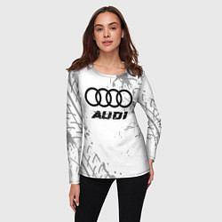 Лонгслив женский Audi speed на светлом фоне со следами шин, цвет: 3D-принт — фото 2